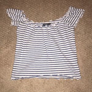 BRANDY MELVILLE STRIPED OFF THE SHOULDER CROP TOP